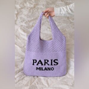 NEW Paris Milano Crochet Tote Bag Purple Pink Mauve Beach Bag